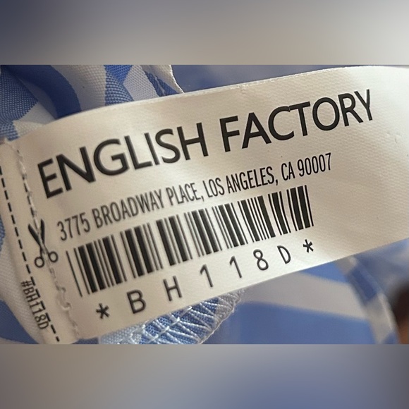 NEW English Factory Blue and White Mixed Pattern Midi Dress - Picture 8 of 8